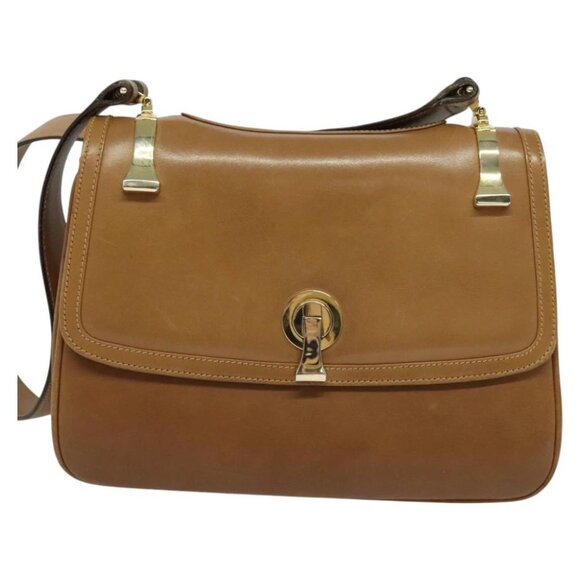 GUCCI Shoulder Bag Leather Brown Gold Auth 122171 - Picture 1 of 16